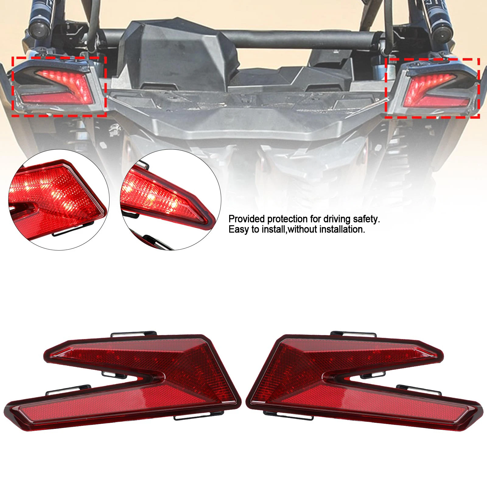 Areyourshop Left Right Red LED Brake Tail Lights For Can Am Maverick x3 TURBO 2017-2021 710004744 710004743 Motorcycle Parts