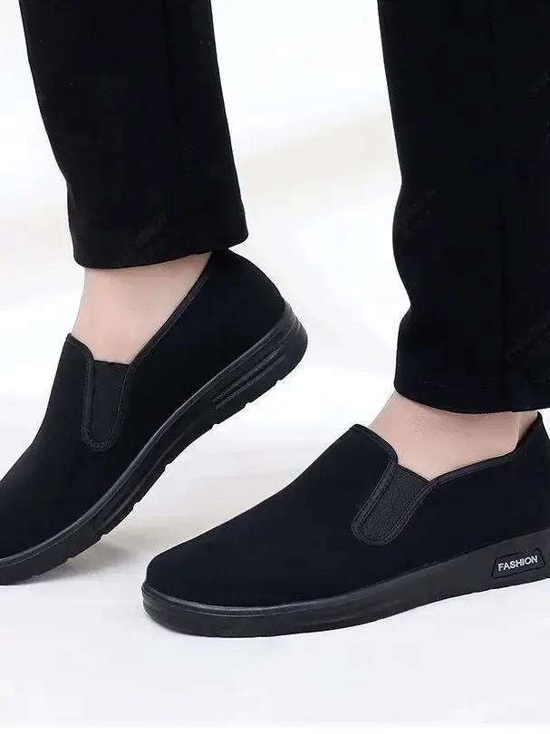 2026 New Fabric Shoes for Men's Work, Spring Travel, Breathable Flat Bottom, Non Slip Soft Soled Men's Shoes