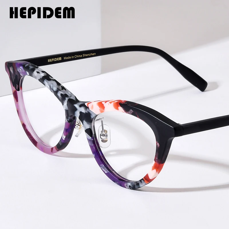 HEPIDEM Acetate Eyeglasses Frame Women Luxury Brand Design Cat Eye Glasses Japanese Handmade Spectacle Thick Cateye Eyewear 9392