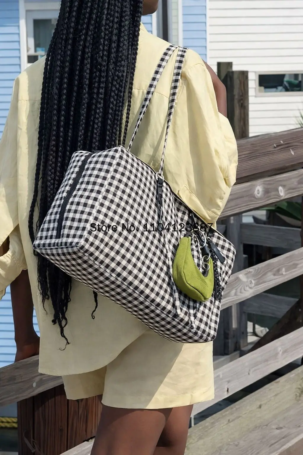 Nylon Quadratische Schultertasche Große Kapazität Canvas-Handtasche Leichte Reißverschluss-Tragetasche Tägliche Pendler-Reisetasche Aufbewahrungstasche Fitness-Geschenk – Detail 4