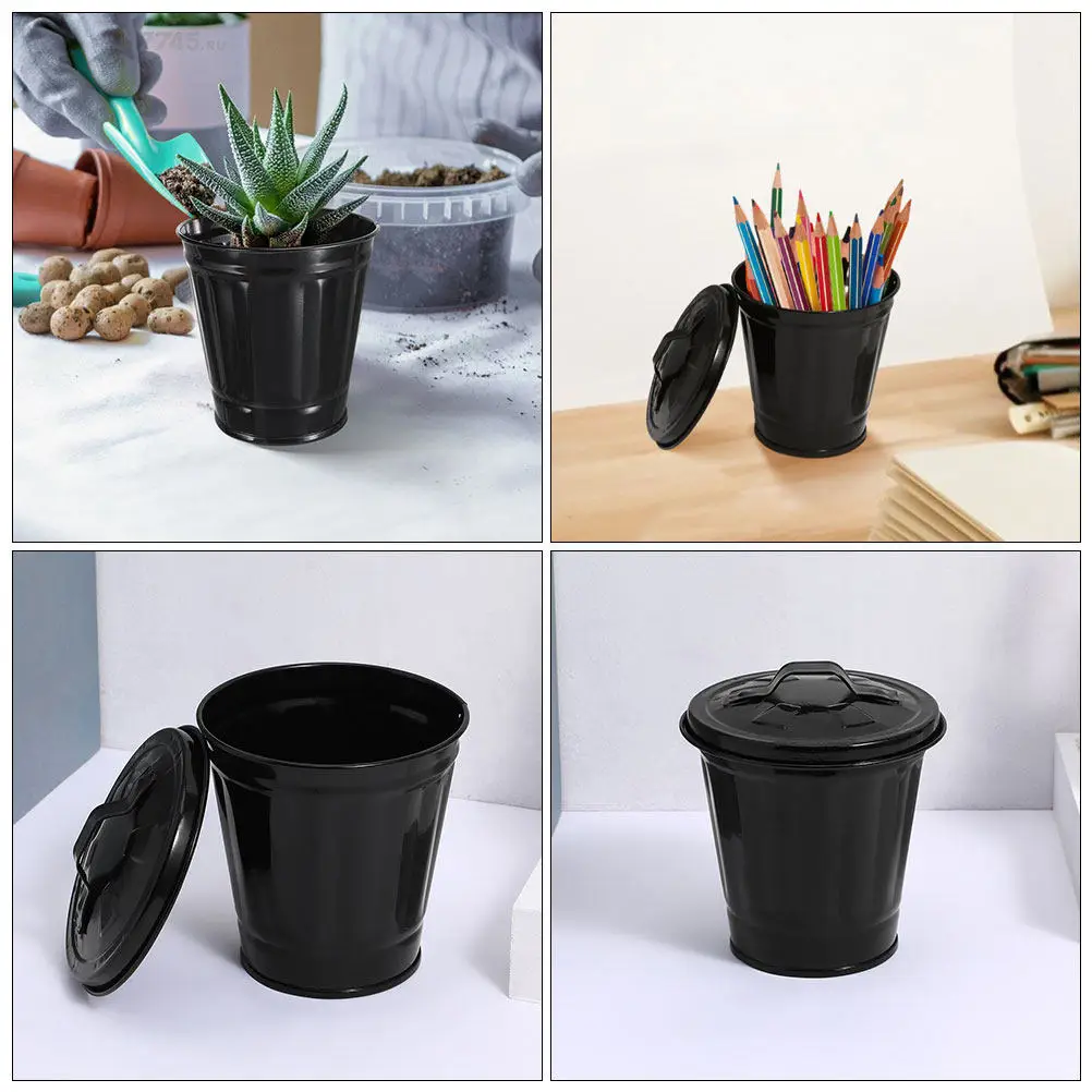 3 Pcs Mini Countertop Trash Can Cute Desktop Bedroom Garbage with Lid Car Bin Pen Holder Litter Kitchen Waste Basket Small