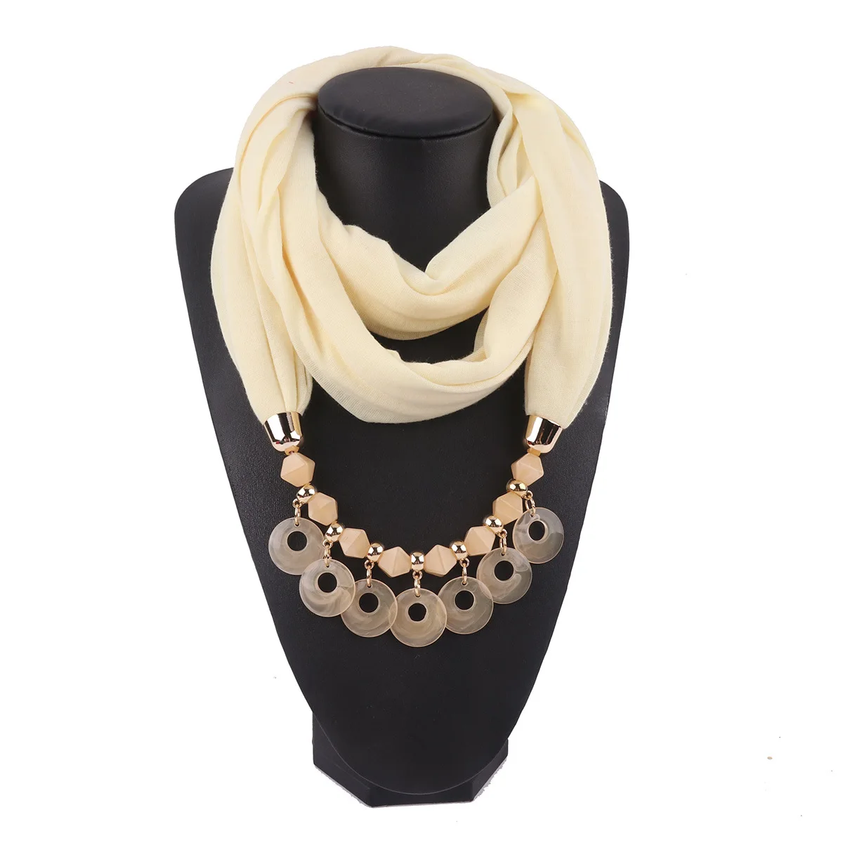 Charm Pendant Scarf Necklace Brand New Pure Color Fashion Scarf Women Designers Hijab