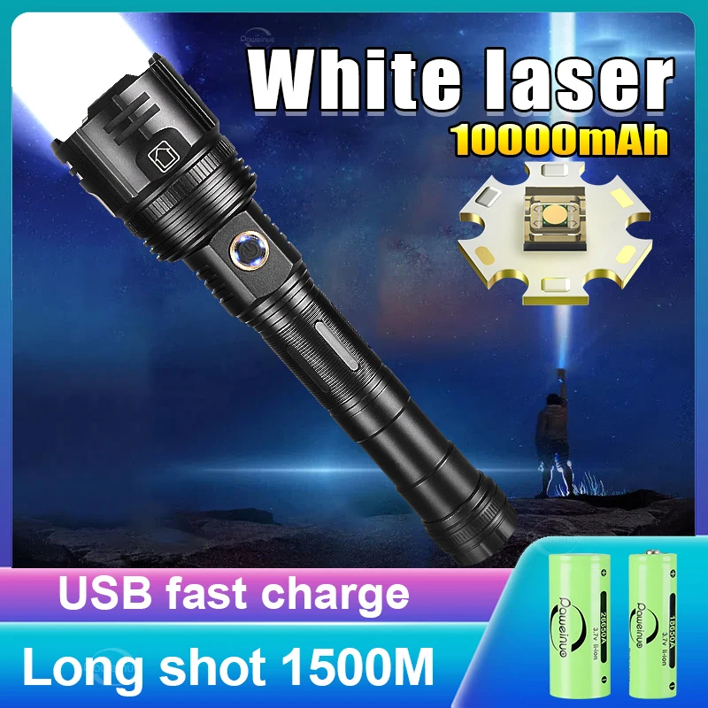 

10000mAh Super Bright White Laser Led Flashlight USB Rechargeable Long Range Tactical Torch Outdoor Flashlight Camping Lantern