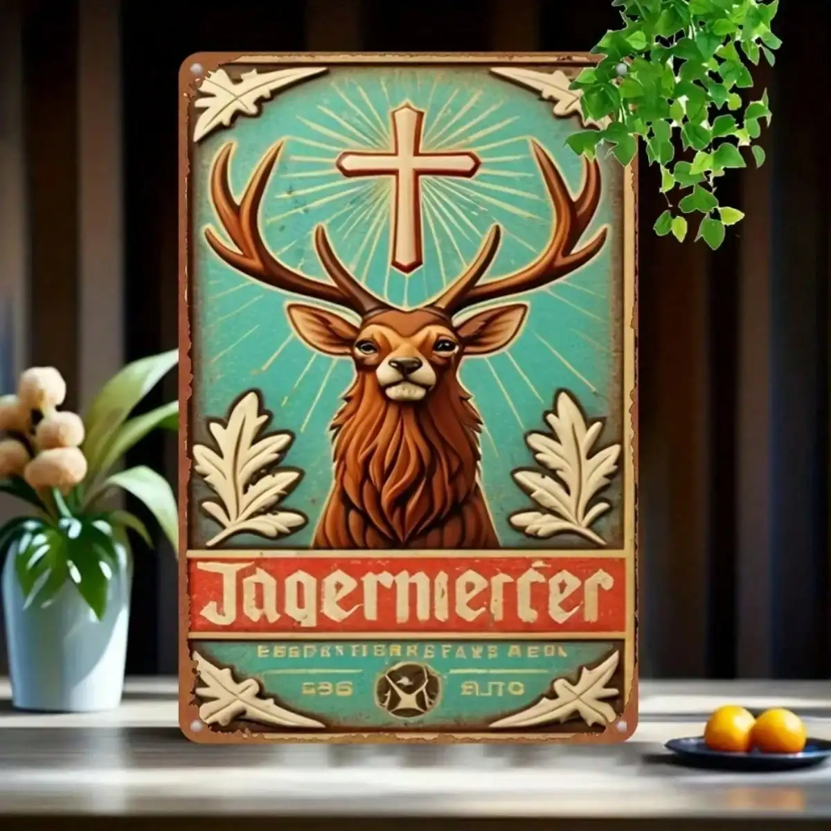 Jagermeister Vintage Plaque Rustic Aluminum Wall Art, Funny Retro Home Decor