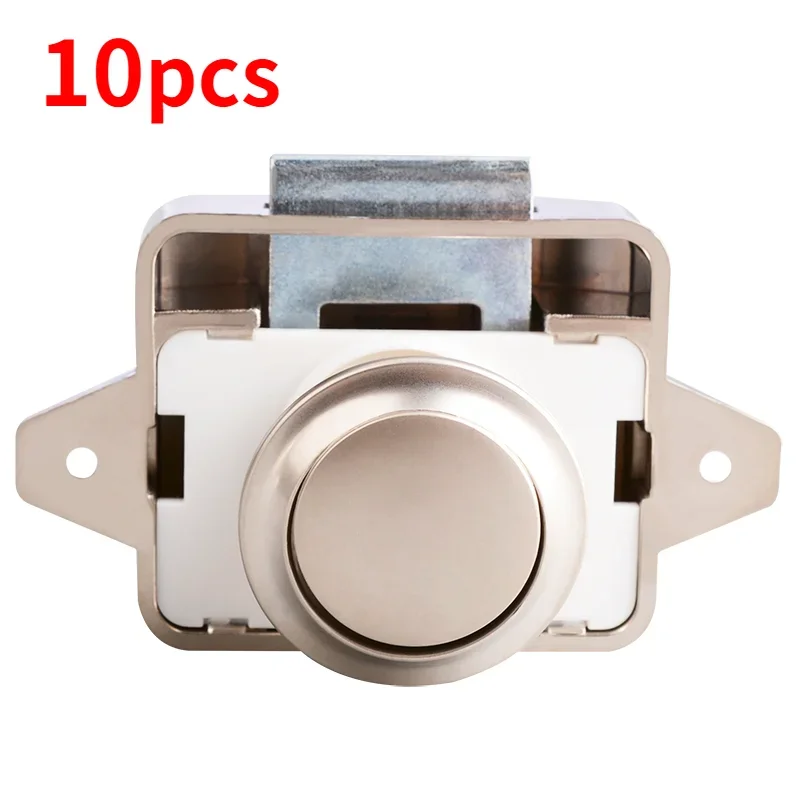 

10pcs RV Push Lock Caravan Camper Trailer Boat Cabinet Drawer Motorhome Latch Button Door Locks Furniture Hardware Cut out 26mm