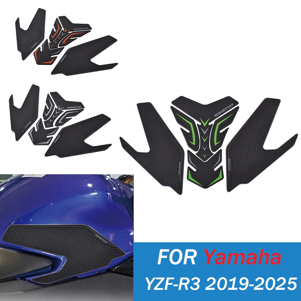 

For Yamaha YZF-R3 2019-2025 YZF R3 Side Tank Pad Oil Gas Fuel Protector Cover Sticker Motorcycle Scratch-Resistant Decal