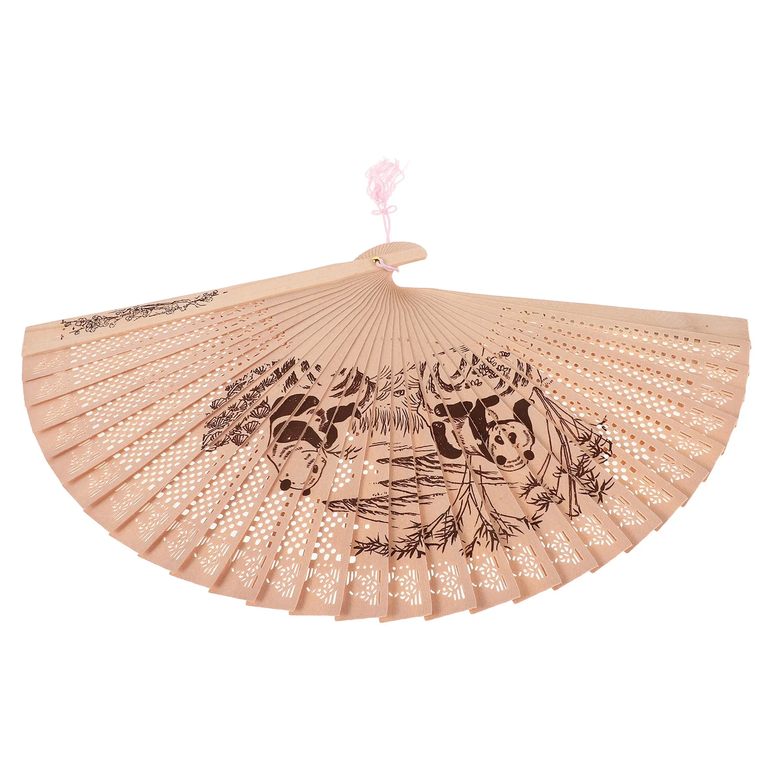 

Sandal Wood Foldable Hand Fan Hollow Elegant Ancient Fan Vintage Style Lightweight Portable for Summer Stage Show