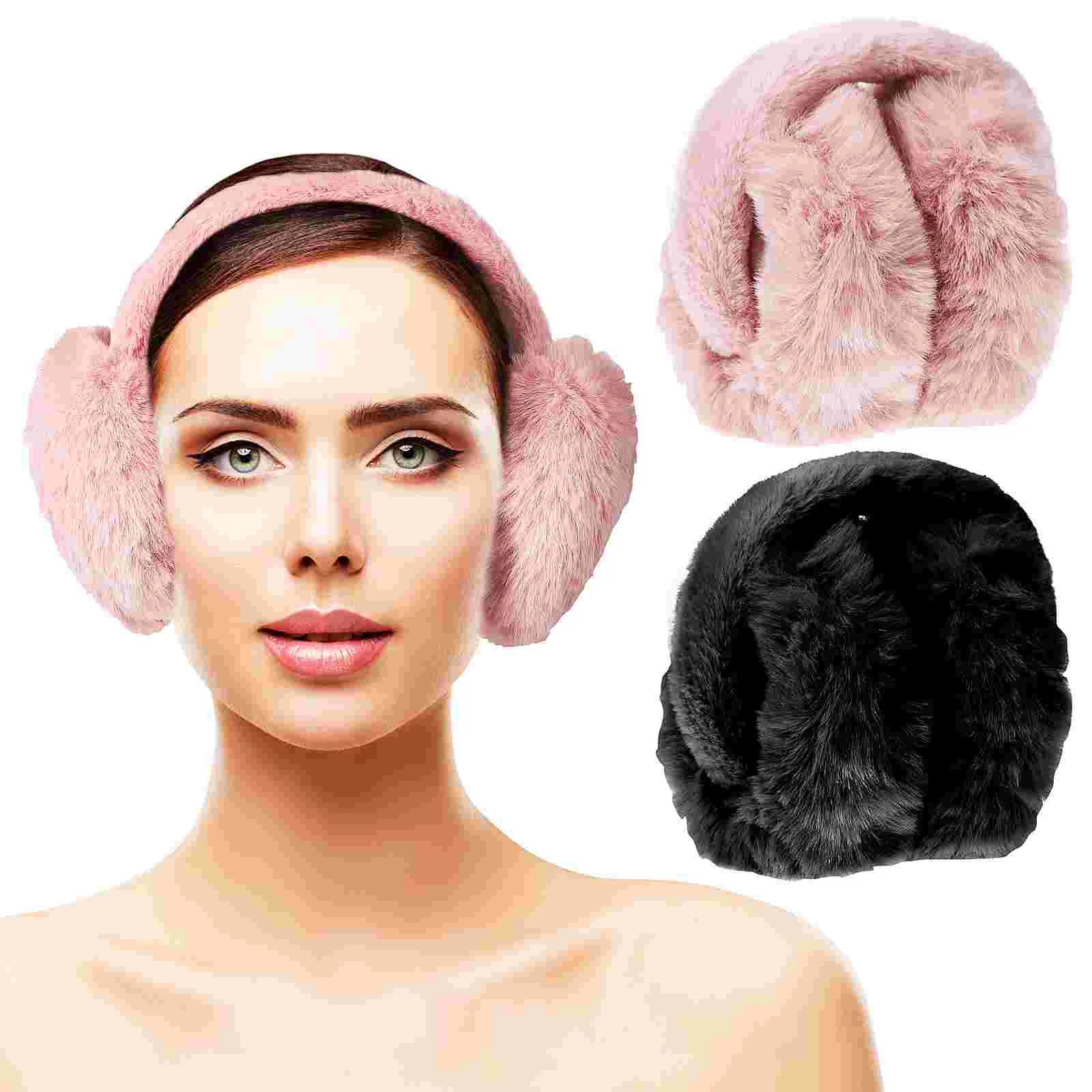 Écharpe chauffante en peluche pour femme, cache-oreilles chauds pour l'hiver, tenues mignonnes pour bébé étudiant, 2 pièces