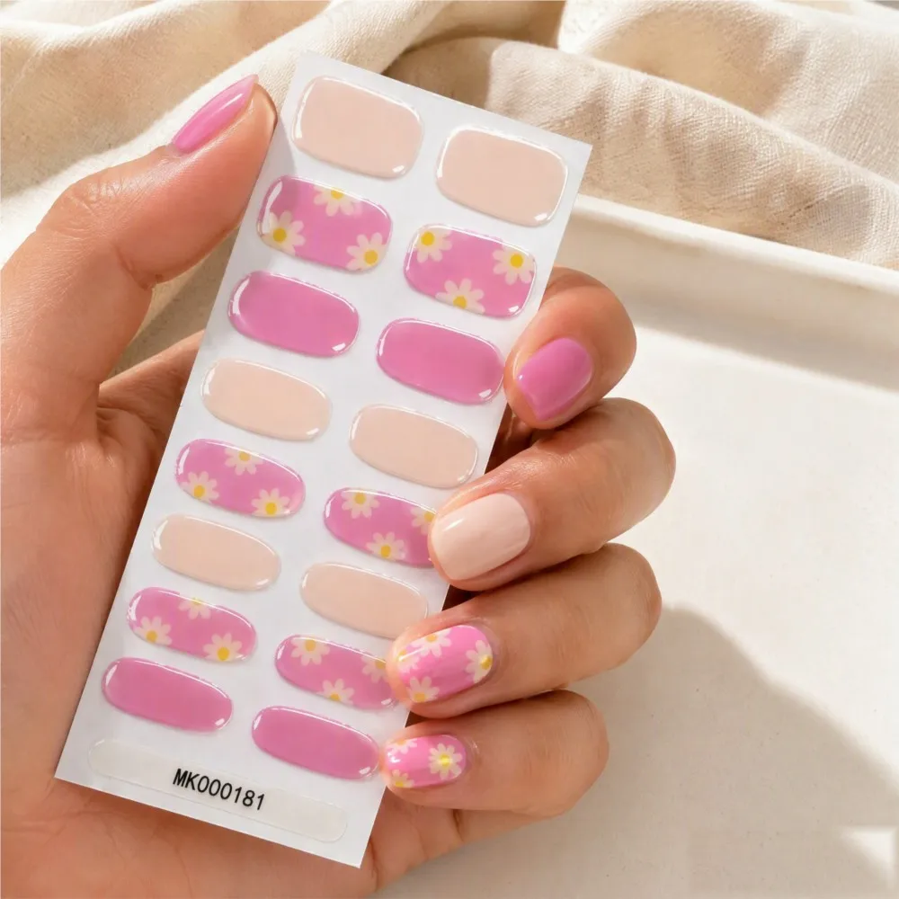 16Tips/Sheet UV Free Nail Polish Strips Full Wrap Self Adhesive Gel Nail Stickers Easy Apply Long Lasting DIY Nail Art Decals