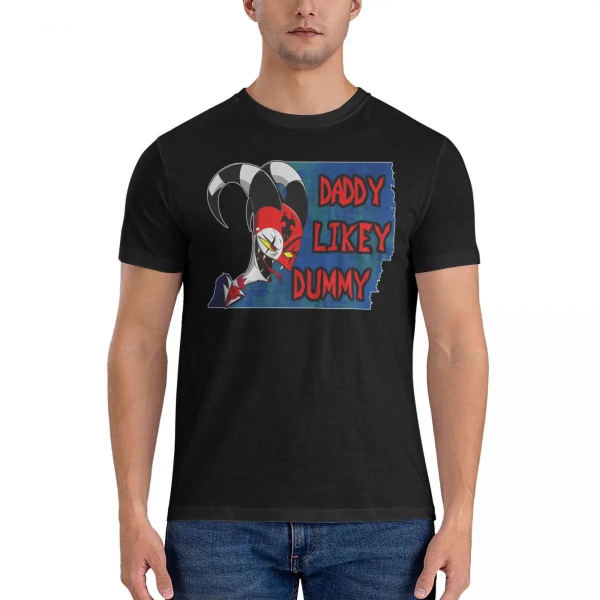 Daddy Likey Dummy T Shirt Men's Pure Cotton Vintage T-Shirts Crewneck H-Hazbin Hotel Tee Shirt Short Sleeve Tops Birthday Gift