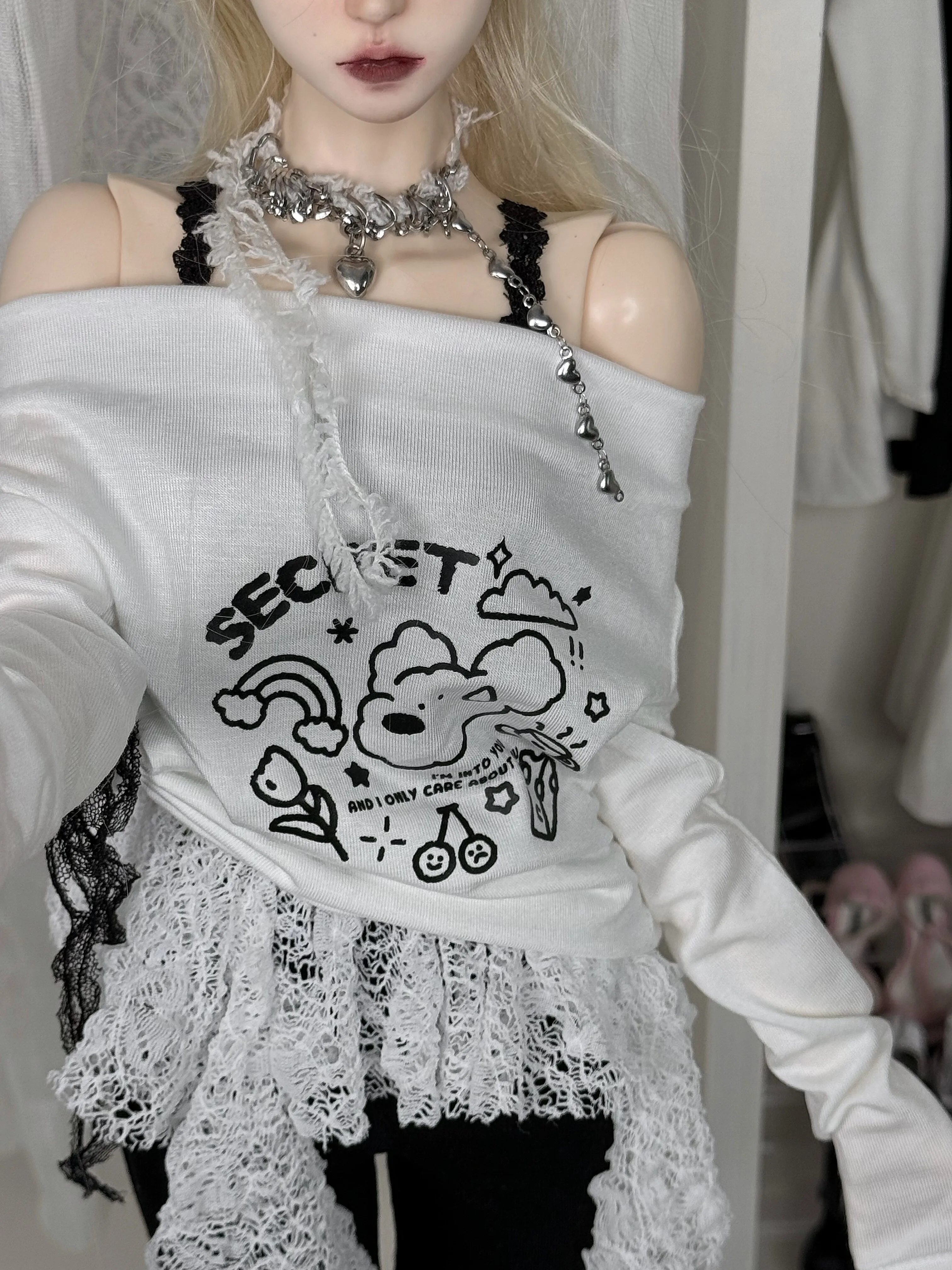 BJD Doll Clothes 1/4 1/3 Daily Casual Off-shoulder Flared Pants Set