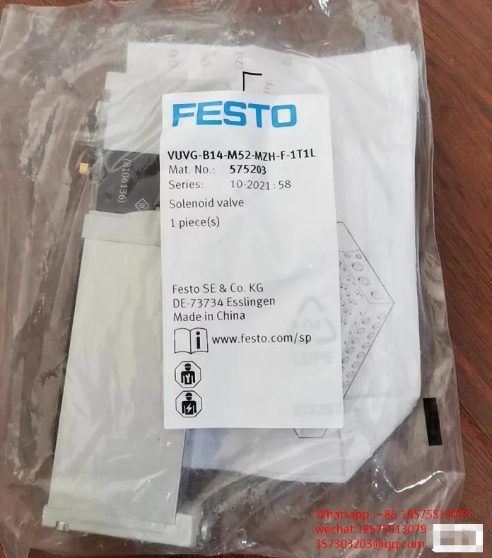 

FESTO VUVG-B14-M52-MZH-F-1T1L Solenoid Valve VUVG-L14-B52-T-G18-1R8L 575203