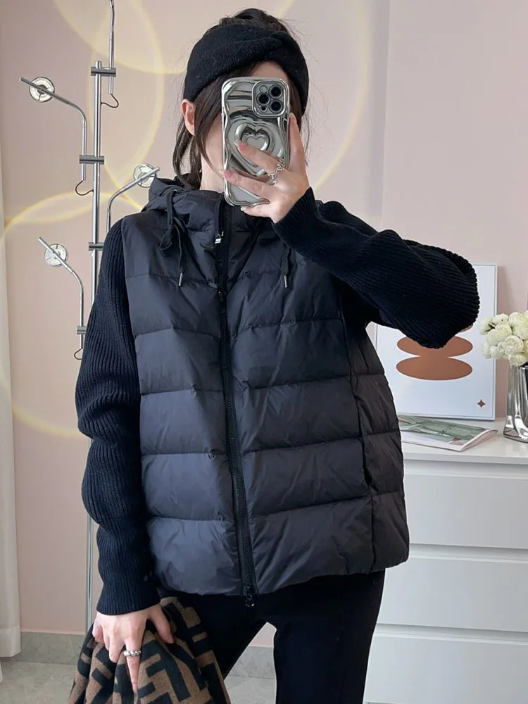 Doudoune à capuche décontractée pour femme, manteau pull, cardigan en duvet, vêtements d'extérieur Y2K, nouveauté, automne et hiver