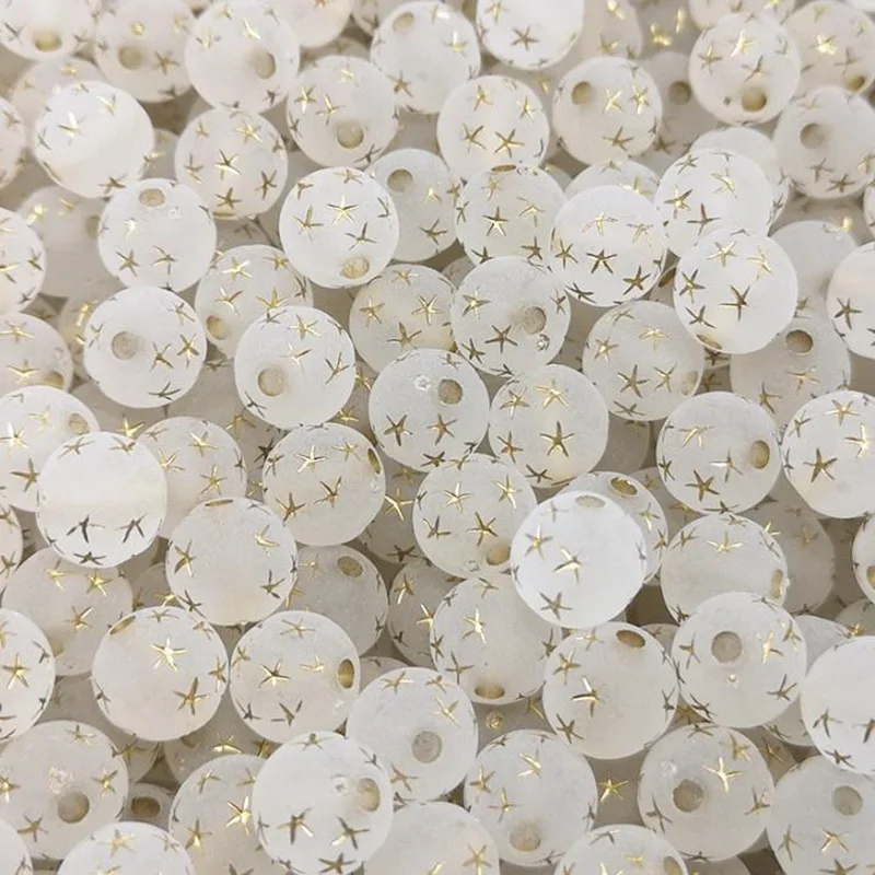 50pcs Transparent Frosted Gypsophila Beads 8mm Acrylic Spacer Beads for Bracelet Making DIY Jewelry Pendant Handmade Accessories