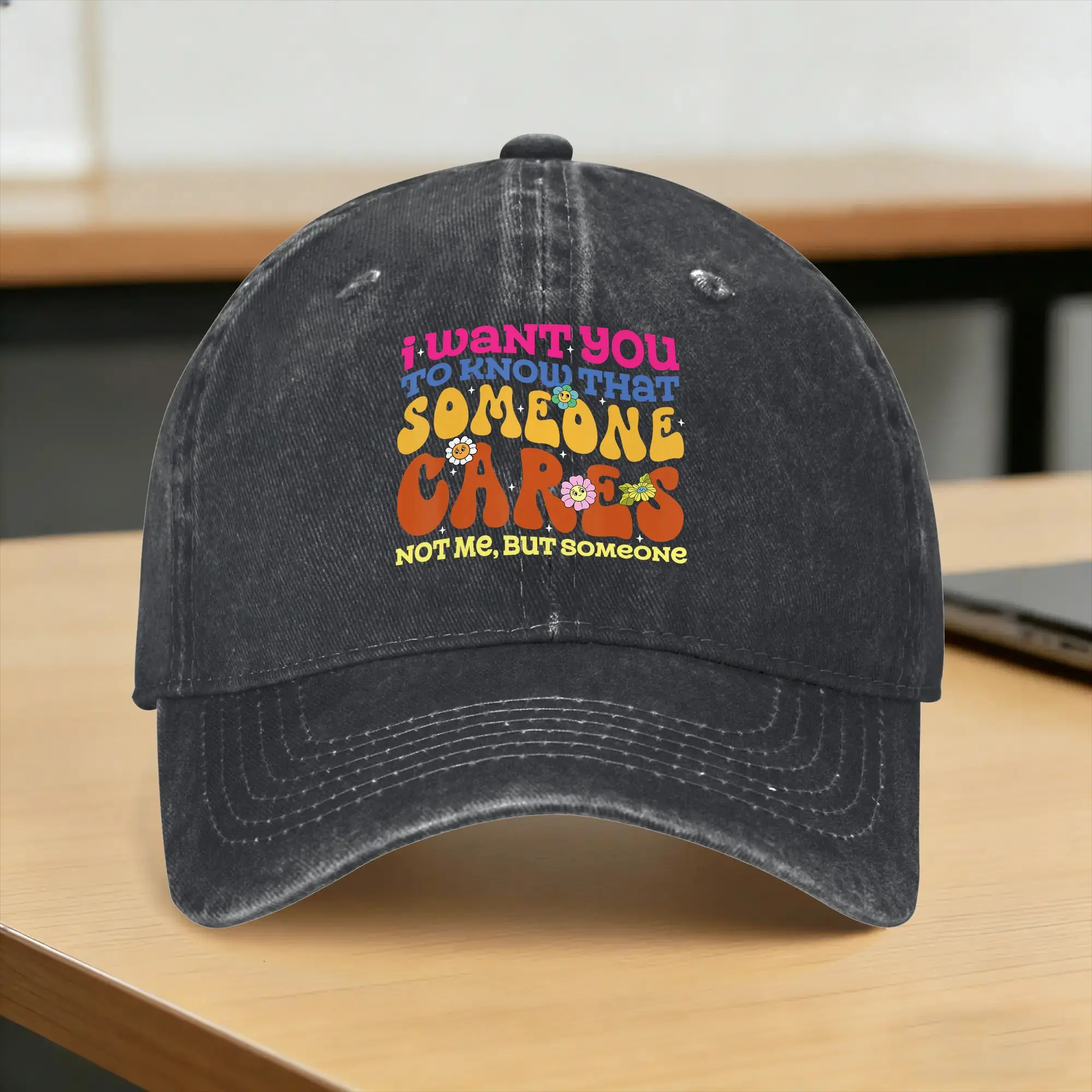 Washed Baseball Cap I Want You To Know That Someone Cares Not Me Summer Hip Hop Hats For Couple Women  y2k Cute Sun Snapback Cap