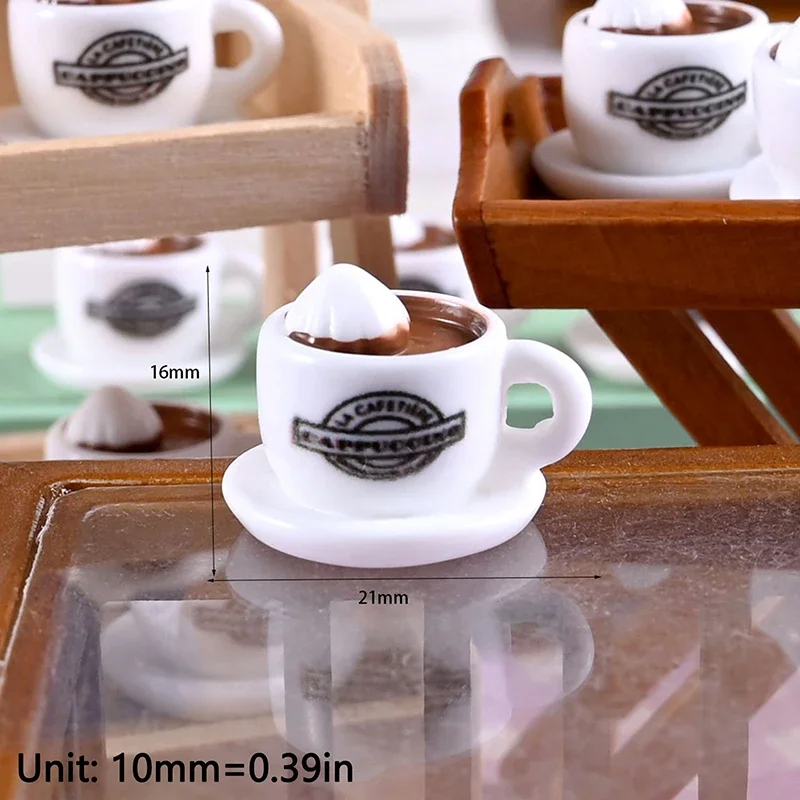 1/12 Scale Miniature Coffee Cup Set (10 pcs), Perfect Dollhouse Cafe Scene Enhancement and Pretend Play Accessory