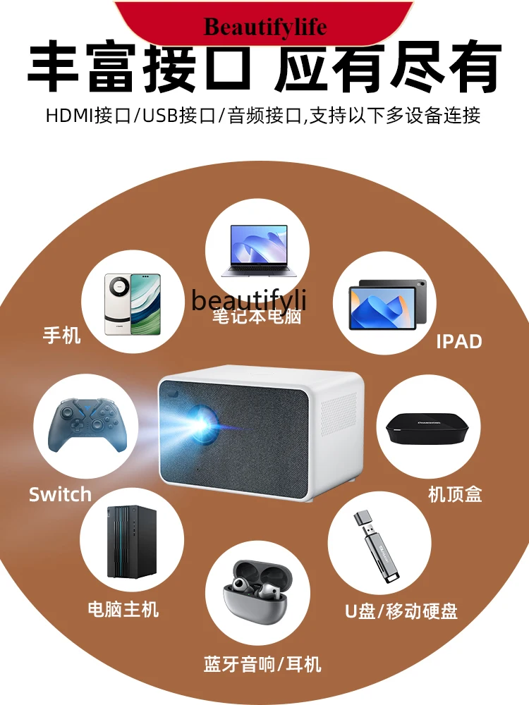 

E132 Projector Home Ultra HD Projection Screen Home Theater Bedroom Living Room Wall Projection Projector