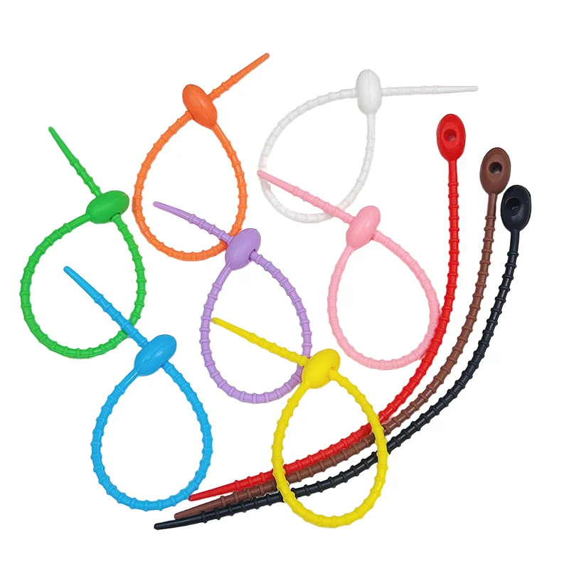 Silicone Bag Ties Clip Cable Zip Twist Tie Multi-use Home Office Organize Cords Jewelry Diy Strap for Dolls Keychain Key Holder