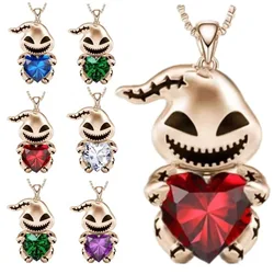 Cute Cartoon Ghost CZ Crystal Evil Pendant Necklaces For Korean Fashion Female Men Best Friend Lovely Women Necklaces Jewelry
