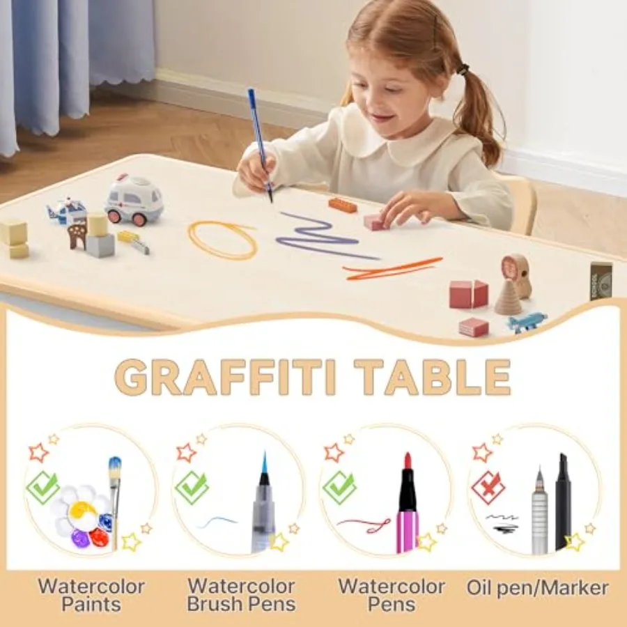 

Height Adjustable Kids Study Table Chairs Set Designed Toddlers And Young Children Aged 3-8 Featuring A 31.5 L X 23.6 W Desktop