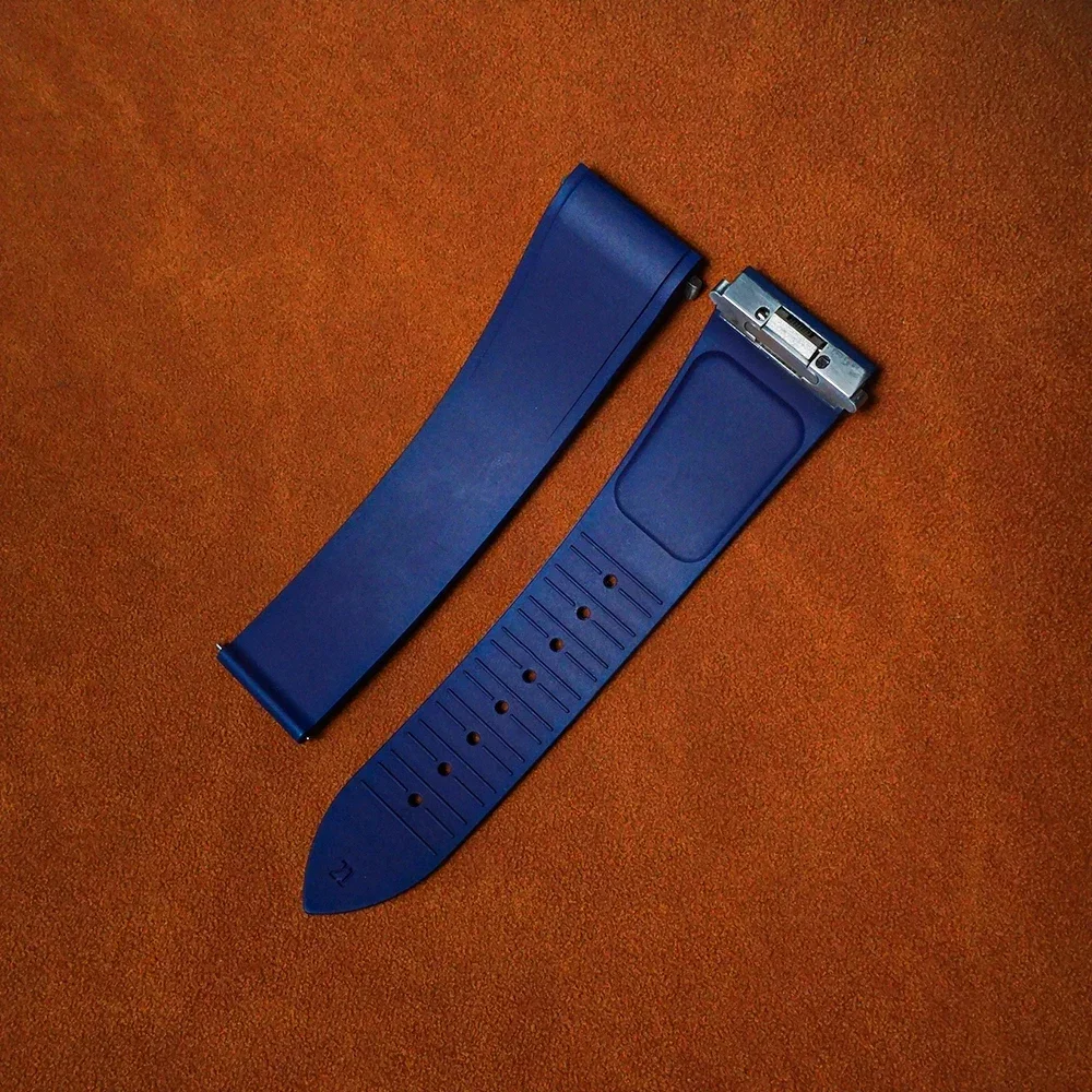 FKM Rubber Watch Straps For Cartier Santos Quick Release New Watch Band Women Men's Fluorine Rubber Sky Blue Watchband