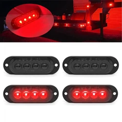 4PCS 12v/24v Trailer Truck Side Marker Lights 4LED Truck Grill Lights Position Lights Sealed Smoked Red LED Lights For Trucks