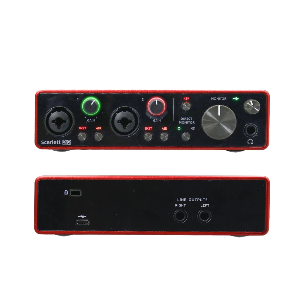 Scarlett Gravação Profissional Audio Interface, placa de som atualizada com Mic Preamp, 3rd Gen, USB, Novo