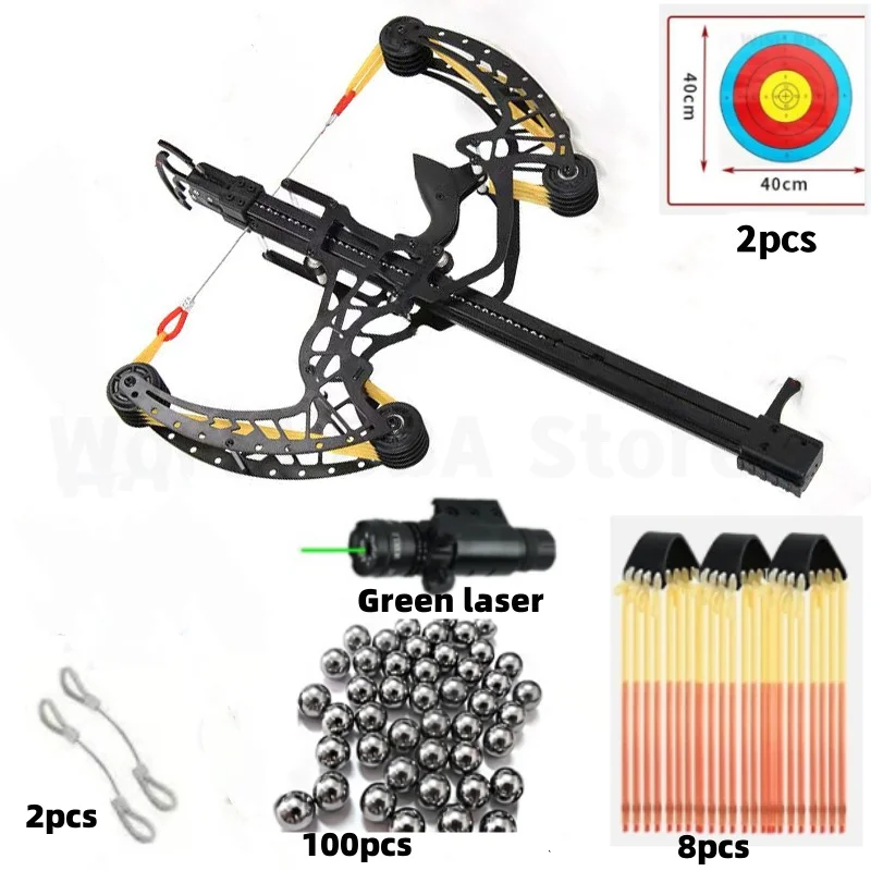 Powerful high-precision red and green laser aimed at slingshot outdoor long-range shooting slingshot 40 rounds