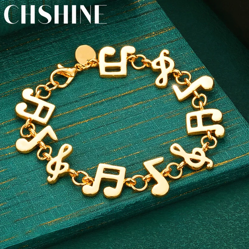925 Sterling Silver 18K Gold  Music Note Charm Bracelet Lobster Clasp Fashion Jewelry for Women Music Lover Party Gift