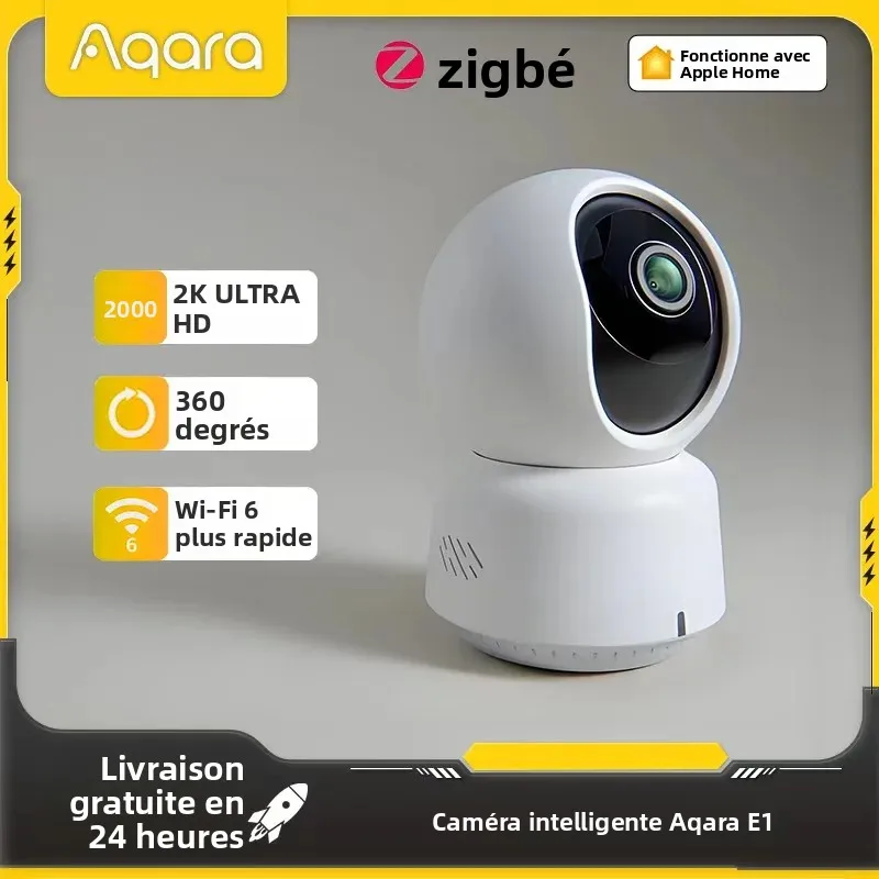 Caméra intelligente Aqara d'origine E1 2K 1296P 3MP 360 °   Webcam de sécurité domestique AI, détection humaine, Vision nocturne, fonctionne avec Apple HomeKit