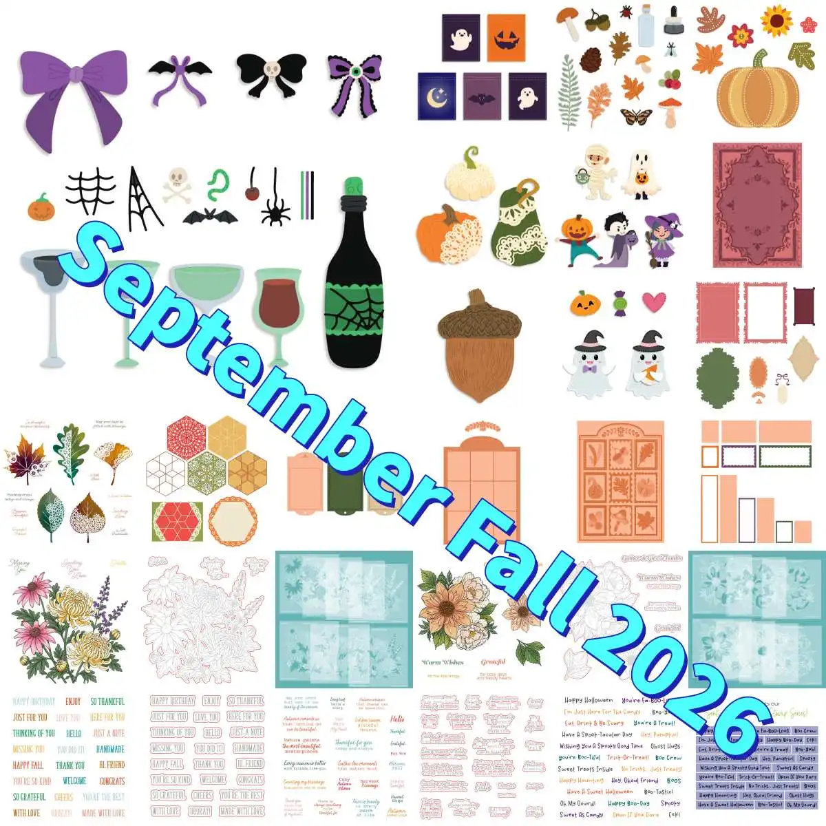 Fall 2026 Release Acorn Ghost Halloween Metal Cutting Dies Clear Stamps Stencil Hot Foil For DIY Scrapbook Paper September