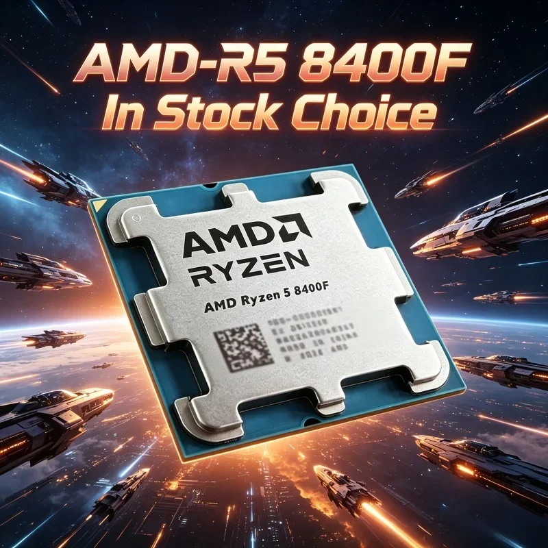 AMD Efficient Ryzen 5 8400F Loose CPU, 6 Core 12 Thread, 4.2GHz, 4NM, 16MB L3 Cache, 65W, AM5 DDR5, Without Cooling Fan