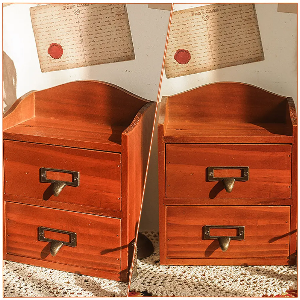 

Desktop Vintage Wood Storage Box Drawer Organizer Rustic Design Multifunctional Household Sundries Jewelry Desk Organizer