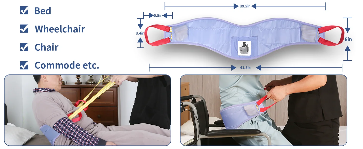 Ehucon Manual Transfer Sling Easy Lifting Belt für ältere Menschen, behinderte Menschen mit Griffen, bewegt sich vom Bett, Rollstuhl-Umzugspflegeprodukte – Detail 3