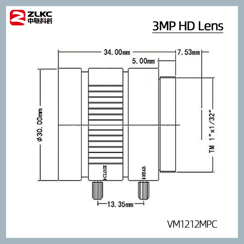 12mm Lens cs-mount Camera 1/1.8'' CMOS Sensors 3MP Machine Vision f1.2 Manual Iris FA Mini Lens for Industrial Cameras