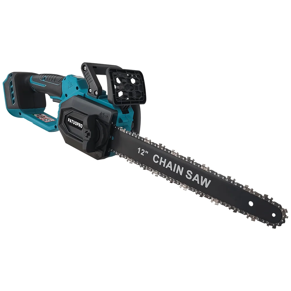 PATUOPRO Brushless Electric ChainSaw 12 Inch Cordless Portable Garden Woodworking Cutting Power Tool For Makita 18V Battery