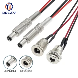 1PCS Waterproof DC-099 5.5*2.5mm 5521 5525 DC Power Jack Socket Female Panel Mount Connector MetalWith Nut Snap DC-099 5.5*2.5