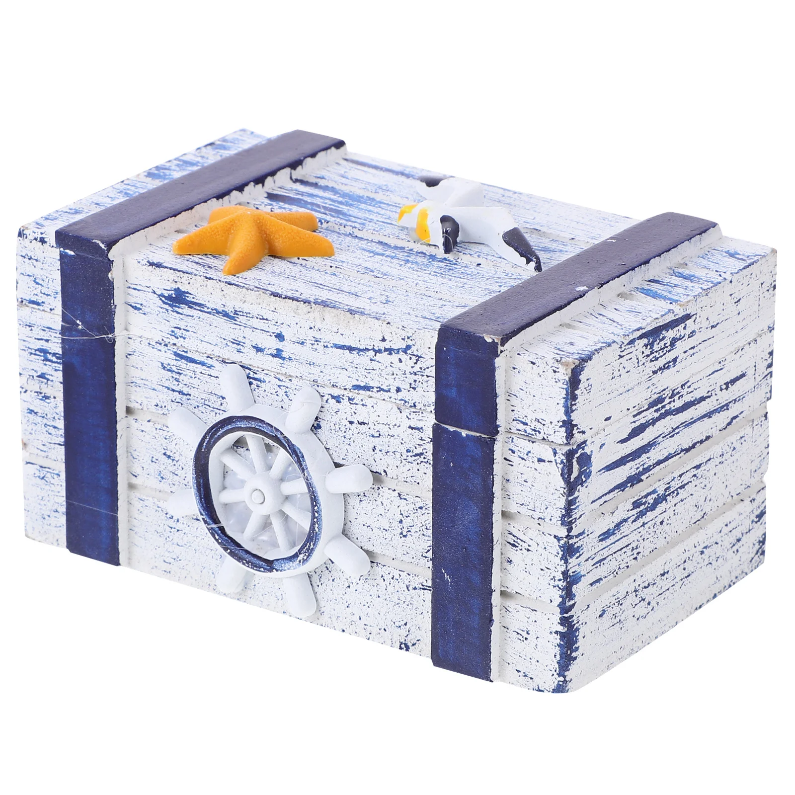 

Mediterranean Style Wooden Jewelry Organizer Box Small Rectangular Flip Lid Storage Case for Rings Earrings Trinket Keepsake