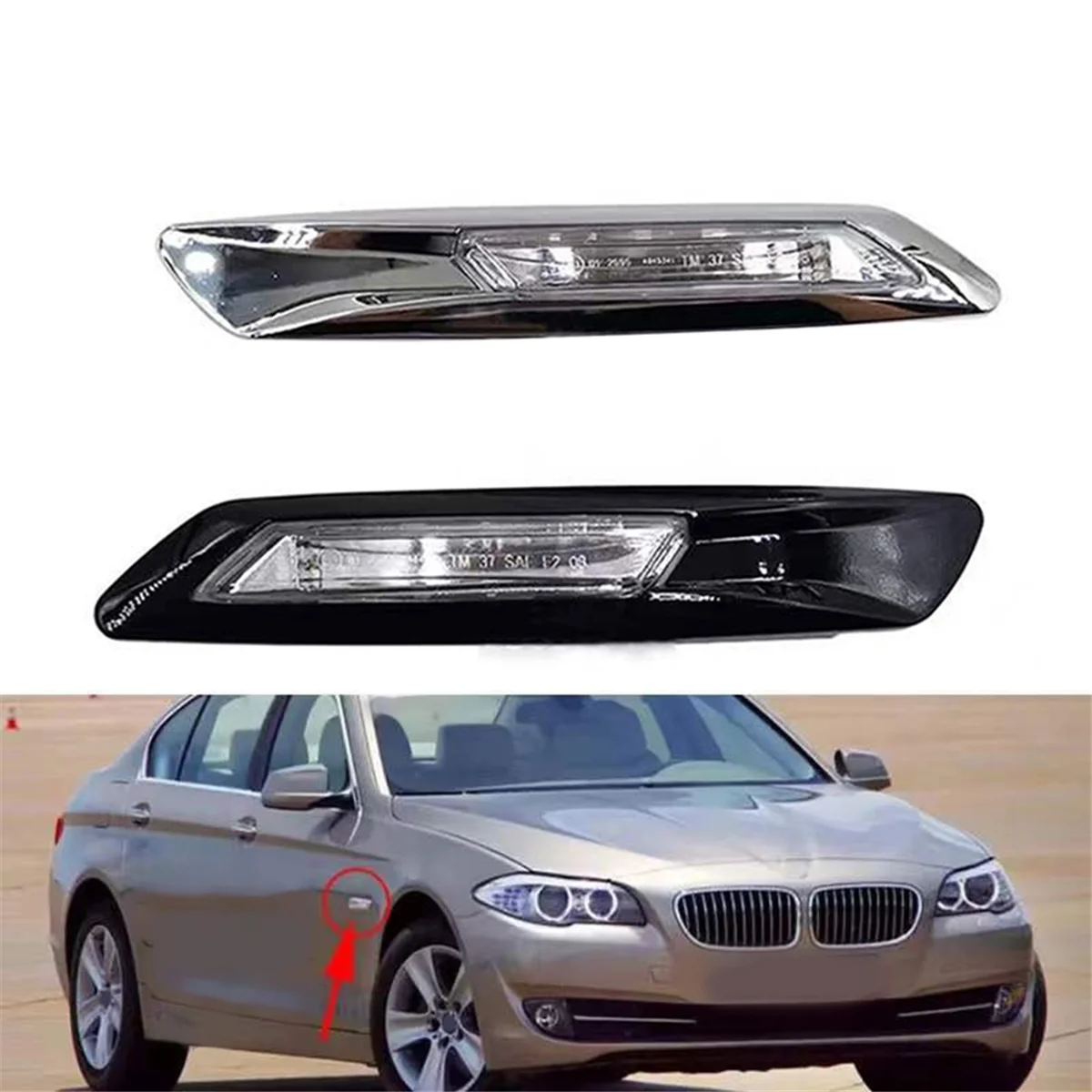 السيارات عالية الجودة اليسار الأسود بدوره مصباح إشارة الجانب ضوء مناسبة لسيارات BMW 5 Series F10 F11 63137154169