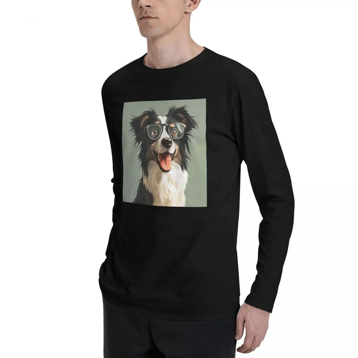 2024 New Autumn Winter Fall Men Long Sleeve T-Shirts Dog Puppy Hip Hop Art,Premium Quality Pattern Print Tees Streetwear Casual