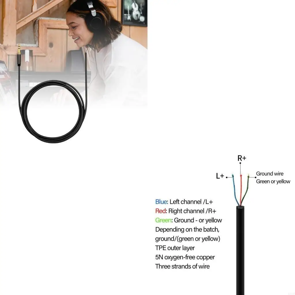 

83CE 3.5mm Sound Repair Cord Replacement for A550Z AD900X DT440 K52 K72 K92 K701 MDR-7506 CD900 M20X M30X Headphone Model