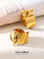 Rings For Women Stainless Steel Adjustable Non Tarnish 18K Gold Plated Punk Open Ring Designer Jewelry Accessories Couples Gifts