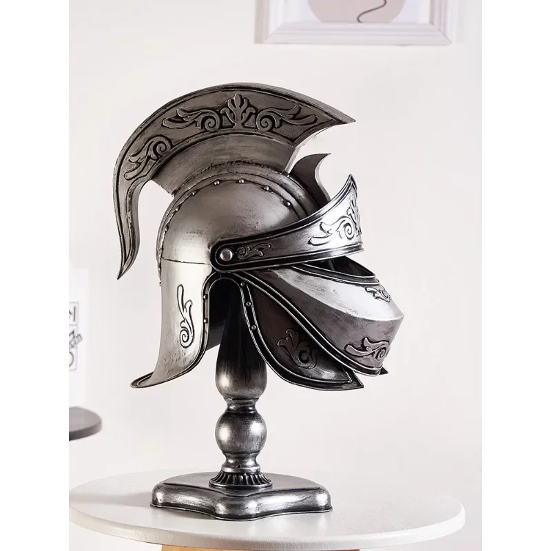 Antique metal medieval knight head armor ornament European samurai American European retro decorative model props