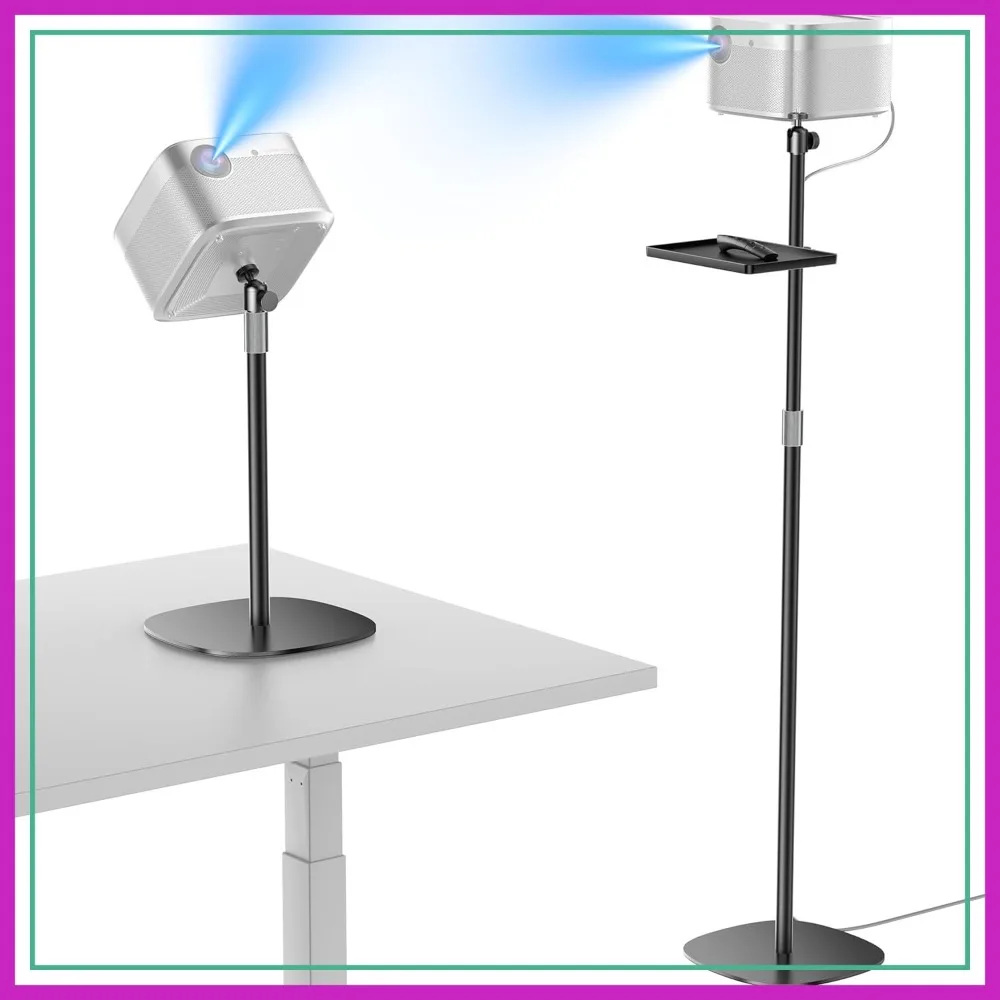 

Height Adjustable Projector Stand with Hidden Cable Management, 360° Rotation, 1/4" Screw, for Home, Office & Outdoor Use