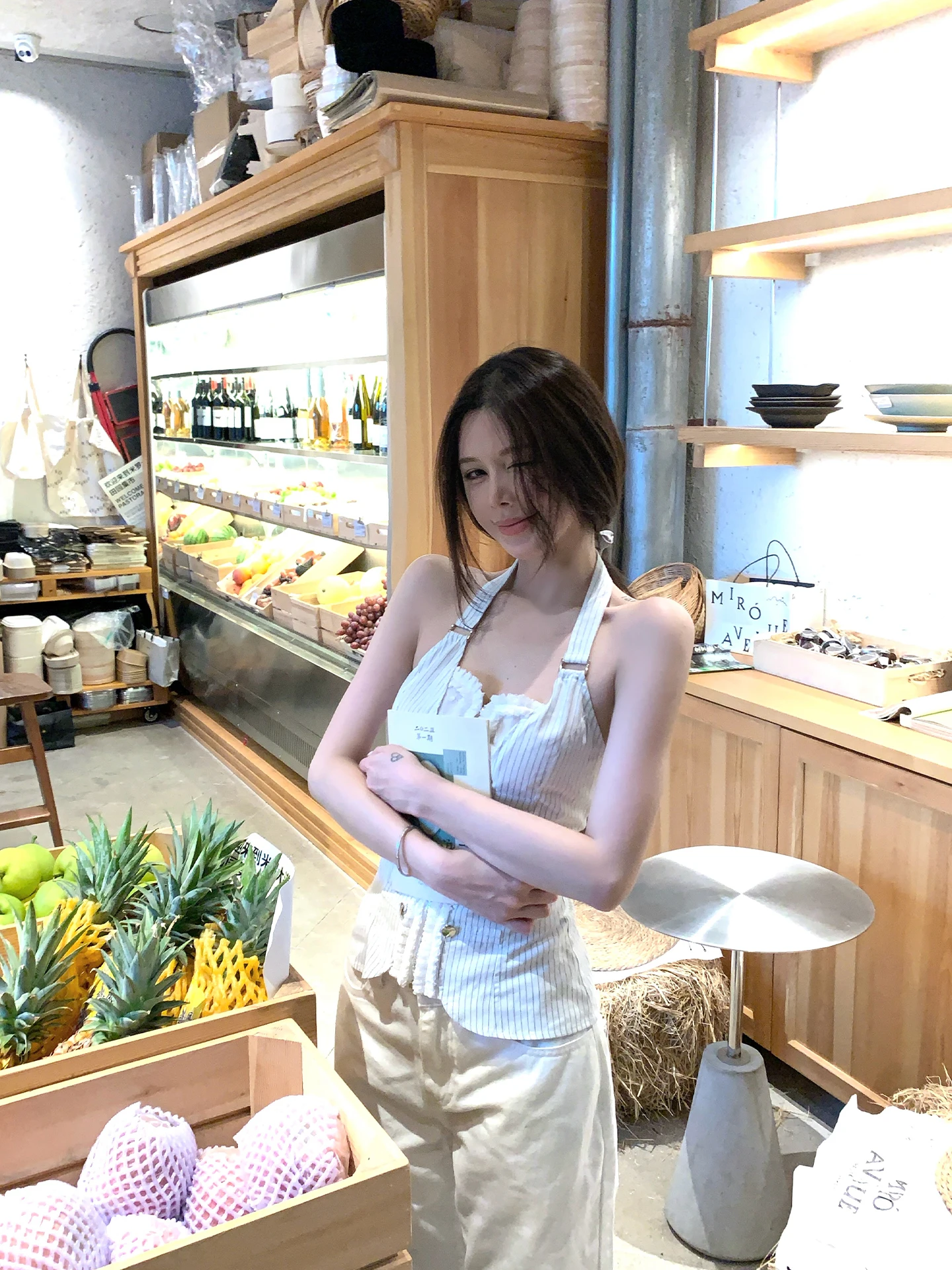 

Женский жилет Sister Titi Superb на бретелях, летняя высококачественная полосатая верхняя одежда с подвесным верхом, пикантный топ для поездок на работу, хлопок, полиэстер...