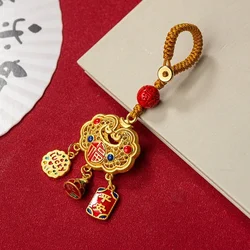 Ping An Ruyi Lock Car Keychain Pendant Hand Woven Rope Keyring Exquisite Backpack Decoration Accessories Men Women
