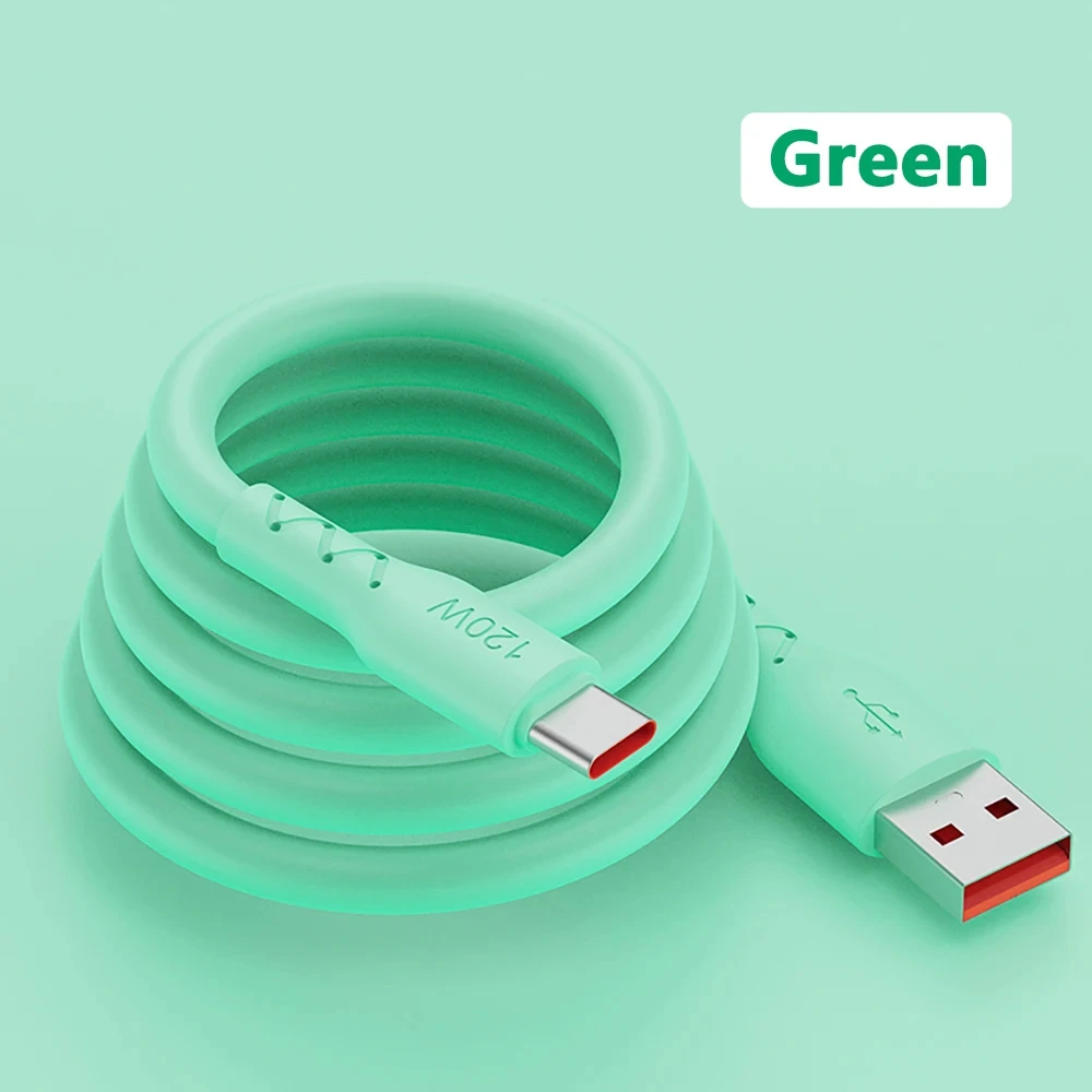 120W 6A USB Type C Super Fast Charging Cable Soft Silicone For Samsung Xiaomi Redmi Huawei Android Phone Charger Usb C Data Cord