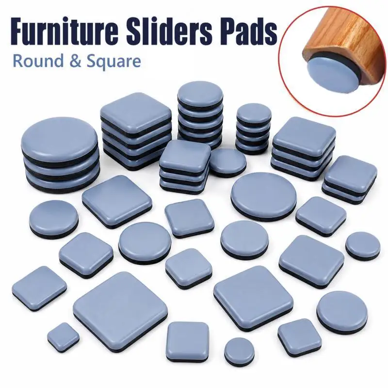 4~40PCS Feet Gliders Sliding Pads Home Furniture Sliders Furniture Gliders Square Floor Mover Pads For Household Hardware