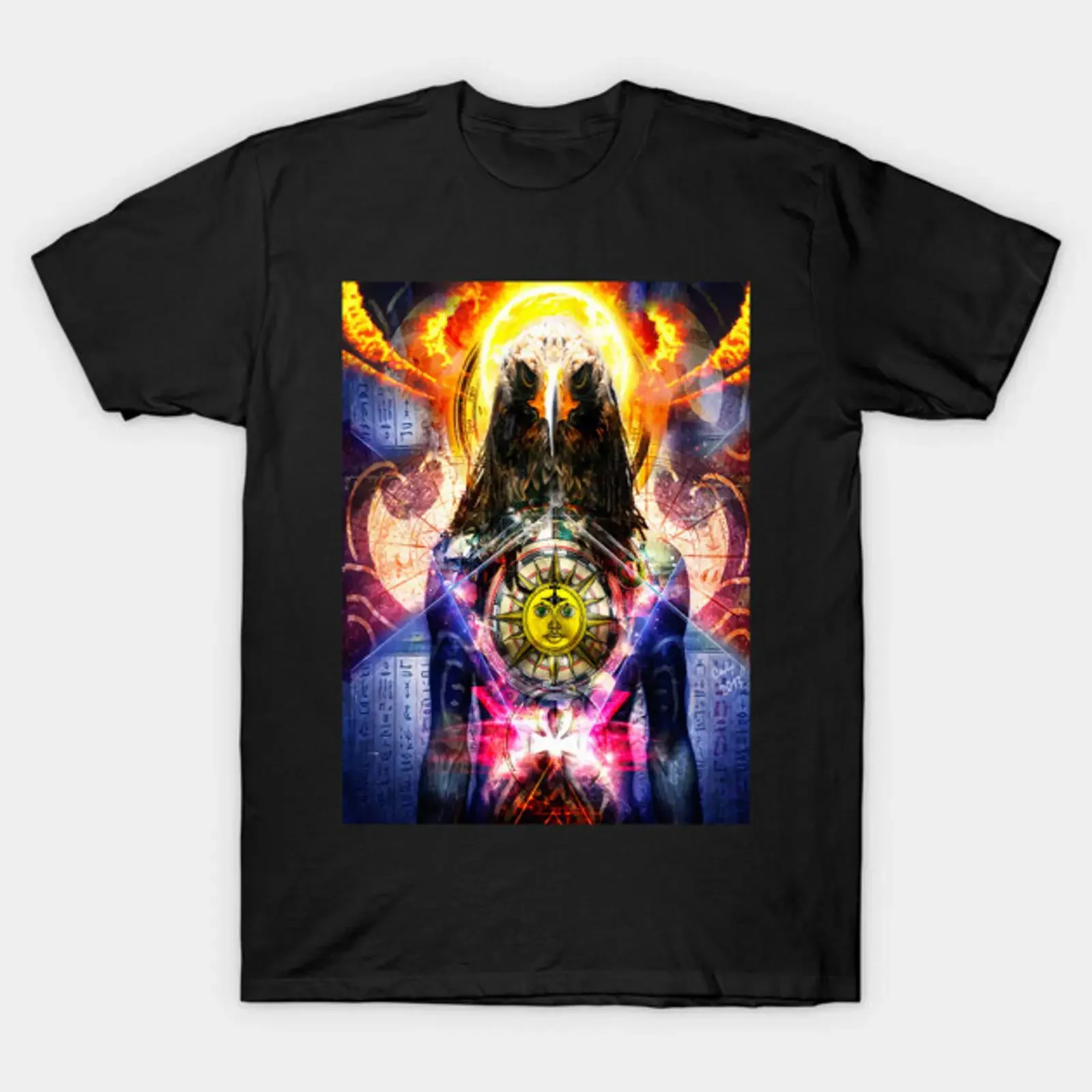 Heru Horus Egyptian God Zodiac Mystic Artwork T Shirt vintage Washed Comfortable Top For Everyday Wear Casual graphic Unisex