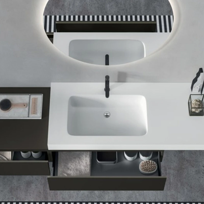 

Skin feeling integrated basin bathroom cabinet combination modern simple bathroom washstand hand wash face washbasin